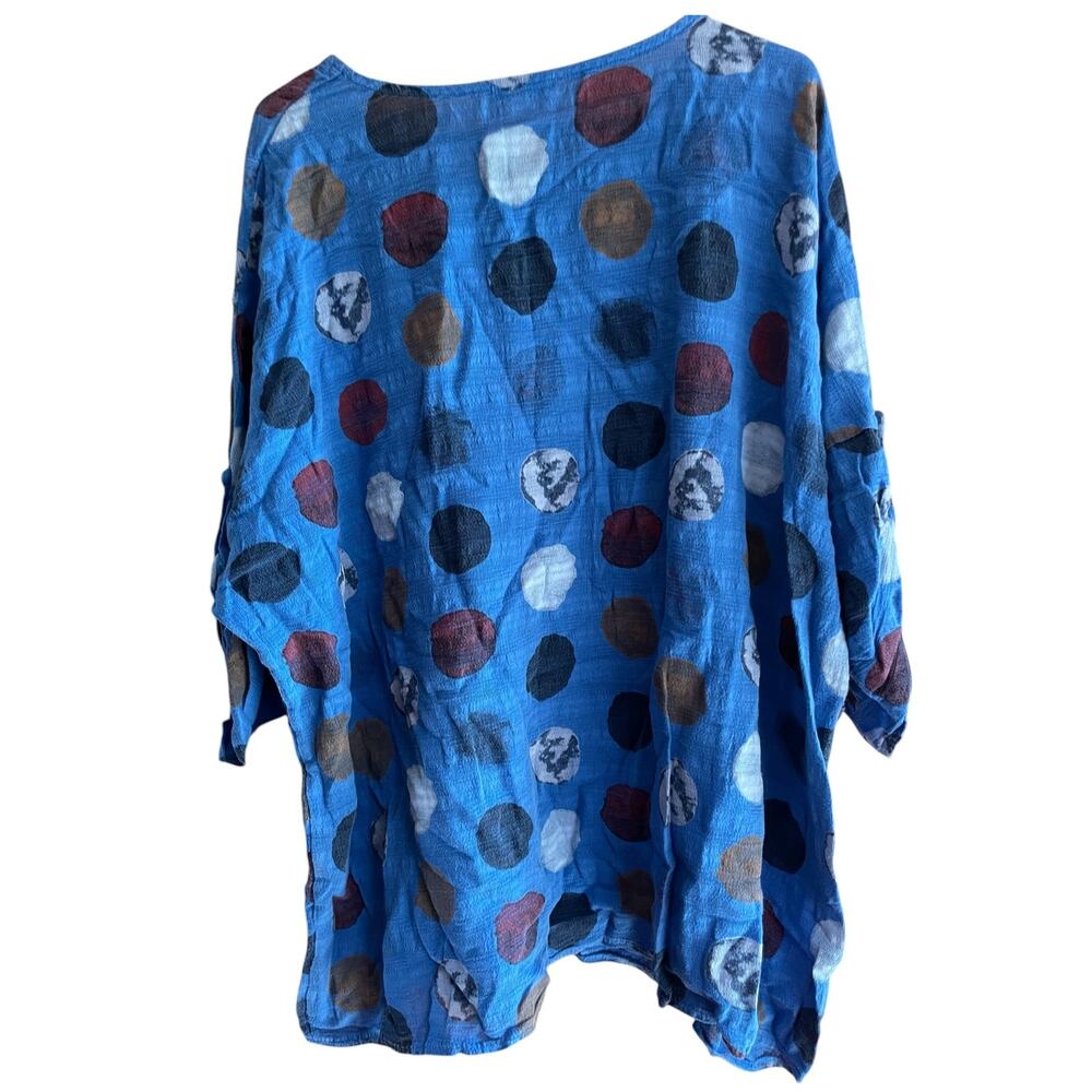 Made In Italy Blue Polka Dot Blouse - Picture 5 of 5